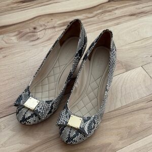 Cole Haan Snakeskin Wedges with Gold Accent